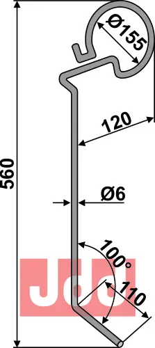 Etterharv tind Ø6mm - venstre - JDD Utstyr