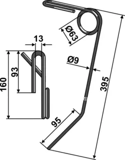Etterløpstind til Maschio 395 mm - Ø9 mm - Maschio/Gaspardo