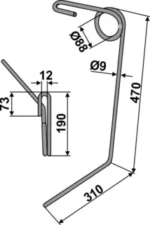 Following tine Ø9mm - right Ø9mm, Nordsten Etterløpstind