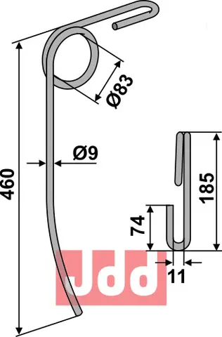 Following tine Ø9mm Ø9mm, passer til Nordsten