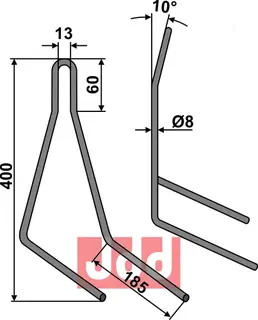 Following tine til Rabe Ø8mm, lengde 400mm