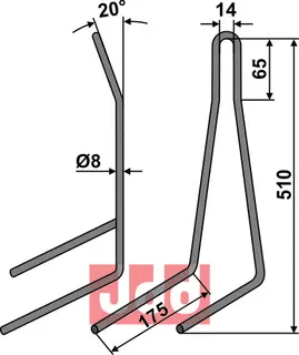 Following tine til Rabe Ø8mm, lengde 510mm