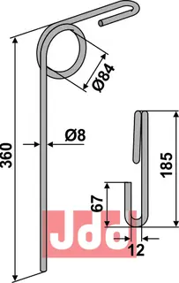 Following tine til Taarup Ø8mm, 360mm lengde