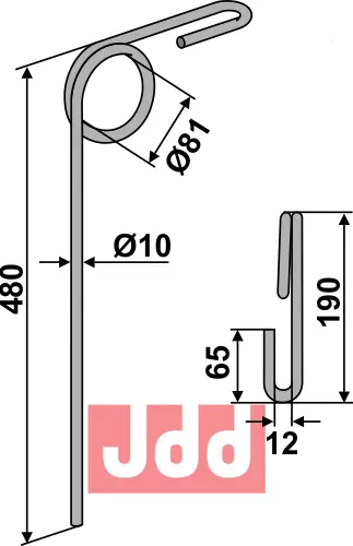 Etterharv tind Ø10mm (rød) - JDD Utstyr