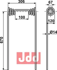 Etterharv tind Ø14mm - dobbelt