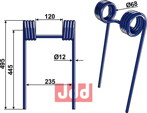 Etterharv tind Ø12mm - dobbelt - JDD Utstyr