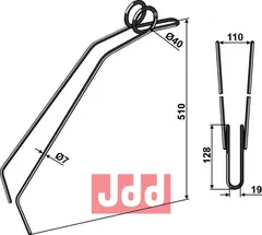 Etterharv tind Ø12mm - dobbelt Steketee