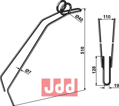 Etterharv tind Ø12mm - dobbelt - JDD Utstyr