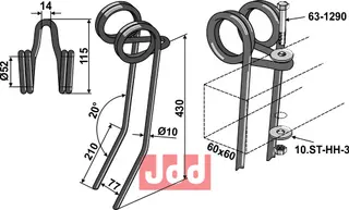 Etterharv tind Ø10mm - dobbelt Universal