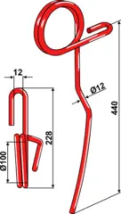 Following tine Ø12mm - right Väderstad Ø12, 440mm, Spirit m.fl.