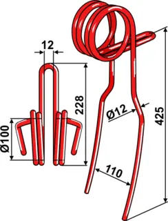 Following tine Ø12mm til Väderstad Ø12, 425mm, Spirit m.fl.