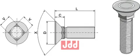 Plogbolt til Maschio M12x1,75 - 100 mm