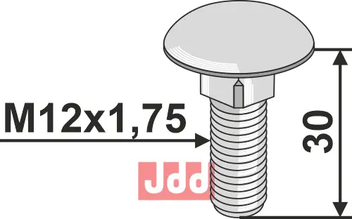 Bolt M12x1,75x30 - 10.9 u. Mutter - JDD Utstyr