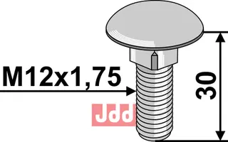 Bræddebolt - M12x1,75x30 - 10.9