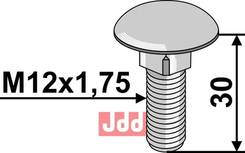 Bræddebolt - M12x1,75x30 - 10.9 - JDD Utstyr