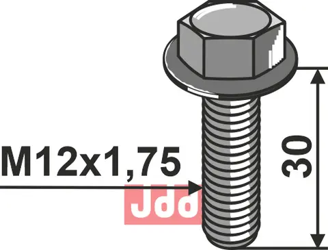 Bolt m. krave M12x1,75x30 - 10.9