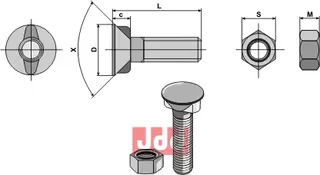 Plogbolt M12x1,75x30 med Mutter