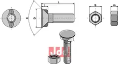 Plogbolt M12 x 1,75 x 30 med Mutter