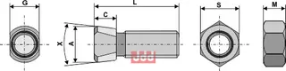 Plogbolt M12 x 1,75 x 30 med Mutter Rabe