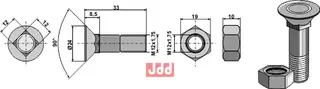 Plogbolt M12x1,75x33 med Mutter