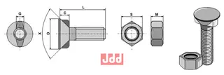 Plogbolt DIN 11014 M12x1,75x35 med Mutter