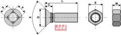 Plogbolt 1/2" UNF x 35 med Mutter