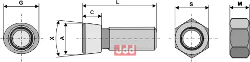 Plogbolt M12 x 1,75 x 35 med Mutter (ny) - JDD Utstyr