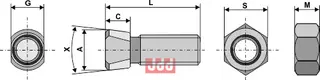 Plogbolt M12 x 1,75 x 35 med Mutter Rabe