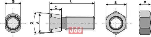 Plogbolt M12 x 1,75 x 35 med Mutter Rabe