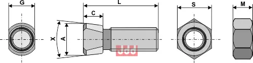 Plogbolt M12 x 1,75 x 38 med Mutter - JDD Utstyr