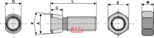 Plogbolt M12 x 1,75 x 38 med Mutter - JDD Utstyr