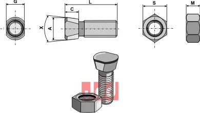 Plogbolt DIN 11014 M12x1,75x40 - JDD Utstyr