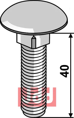 Bræddebolt M12x40 - 8.8 galvanisert