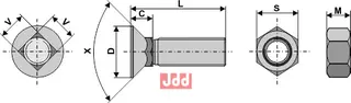 Plogbolt M12 x 1,75 x 40 med Mutter Kyllingstad