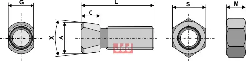 Plogbolt M12 x 1,75 x 40 med Mutter - JDD Utstyr