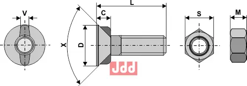 Plogbolt M12 x 1,75 x 45 med Mutter - JDD Utstyr