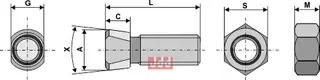 Plogbolt M12 x 1,75 x 45 med Mutter Kverneland/Krone