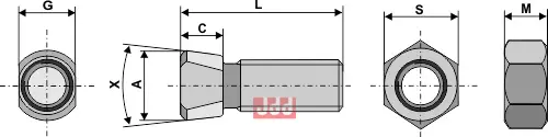 Plogbolt M12 x 1,75 x 45 med Mutter - JDD Utstyr