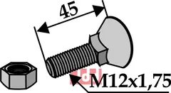 Plogbolt M12 x 1,75 x 45 med Mutter Kyllingstad