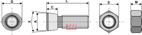 Plogbolt M12 x 1,75 x 45 med Mutter - JDD Utstyr