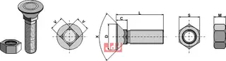 Plogbolt M12x1,75x60 DIN 608 - m. Mutter