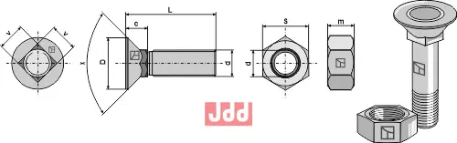 Plogbolt M12x1,75x65 med Mutter - JDD Utstyr