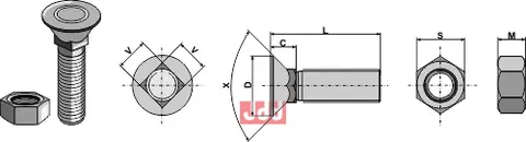 Plogbolt M12x1,75x65 DIN 608 - m. Mutter