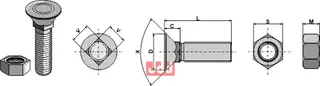 Plogbolt M12x1,75x80 DIN 608 - m. Mutter