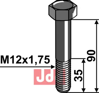 Maskinbolter M12 - DIN931 - 12.9