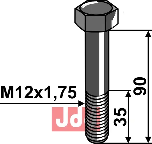 Maskinbolter M12 - DIN931 - 12.9 - JDD Utstyr