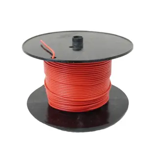 Rød 1x1mm² enleder strømkabel 100 meter ledning på plastrull