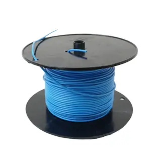Blå 1x1mm² enleder strømkabel 100 meter ledning på plastrull