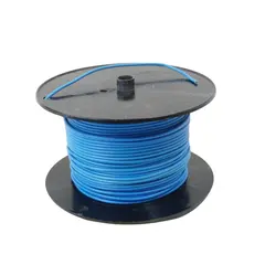 Blå enleder strømkabel 1x1,5mm² 100 meter ledning på plastrull