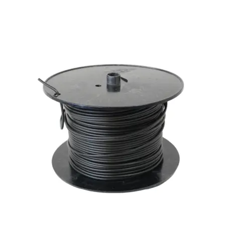 Svart enleder strømkabel 1x1,5mm² 100 meter ledning på plastrull